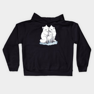 Cute Arctic Fox Family Kids Hoodie